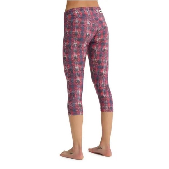 Burton Dryride Midweight Baselayer Capri Leggings Floral Plaid Sz S - Picture 2 of 16